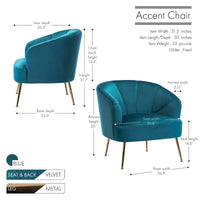 Porthos Home Skye - Fauteuil d'appoint capitonné en velours avec pieds chromés