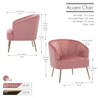 Porthos Home Skye - Fauteuil d'appoint capitonné en velours avec pieds chromés