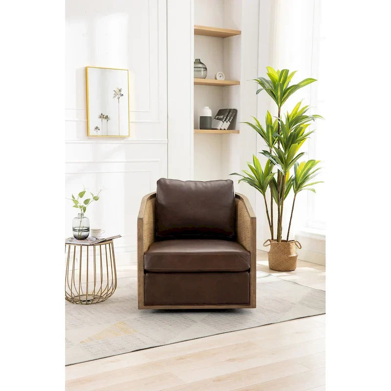 Fauteuil pivotant, fauteuil de salon rond et confortable, fauteuil club pivotant à 360 degrés, fauteuil de loisirs