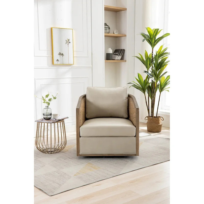 Fauteuil pivotant, fauteuil de salon rond et confortable, fauteuil club pivotant à 360 degrés, fauteuil de loisirs