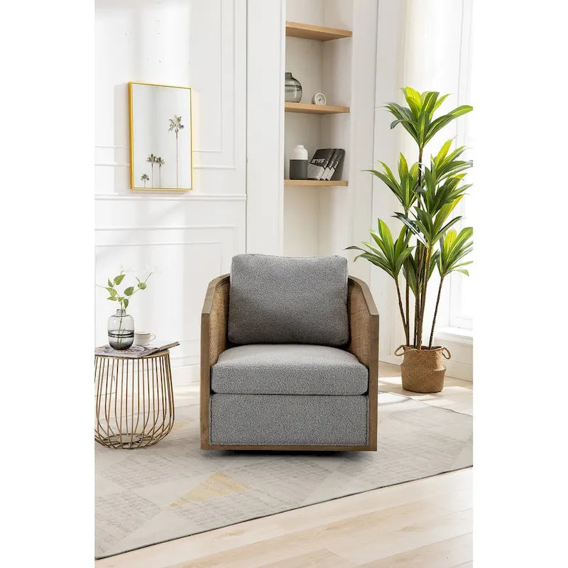 Fauteuil pivotant, fauteuil de salon rond et confortable, fauteuil club pivotant à 360 degrés, fauteuil de loisirs