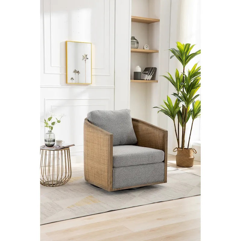 Fauteuil pivotant, fauteuil de salon rond et confortable, fauteuil club pivotant à 360 degrés, fauteuil de loisirs