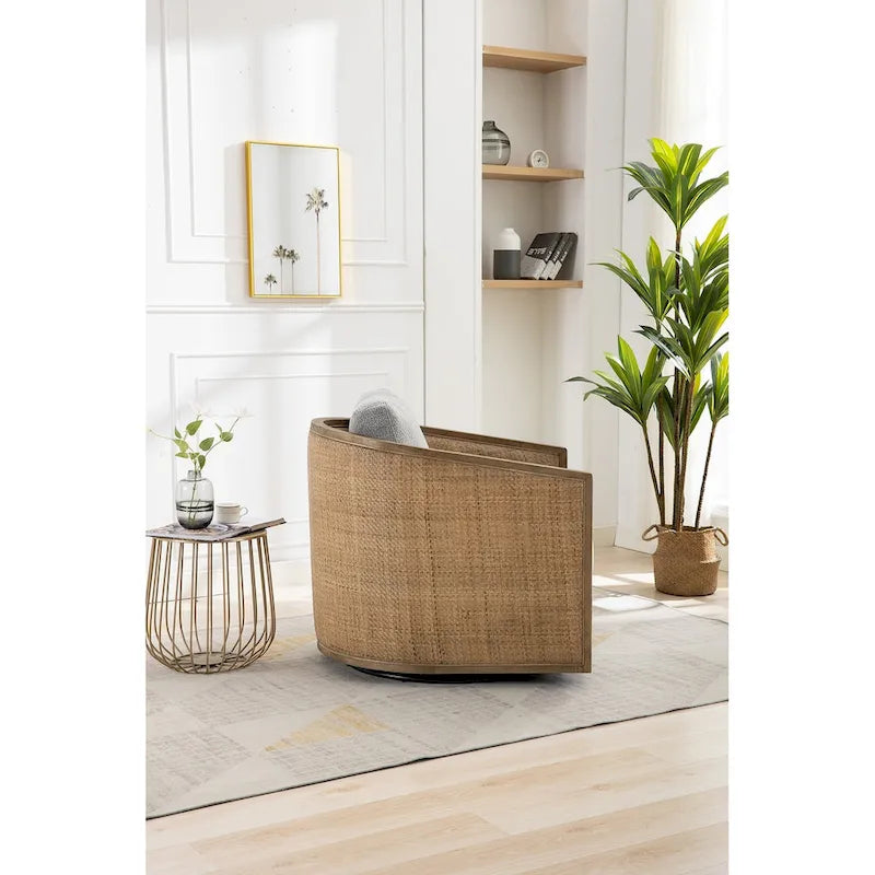 Fauteuil pivotant, fauteuil de salon rond et confortable, fauteuil club pivotant à 360 degrés, fauteuil de loisirs