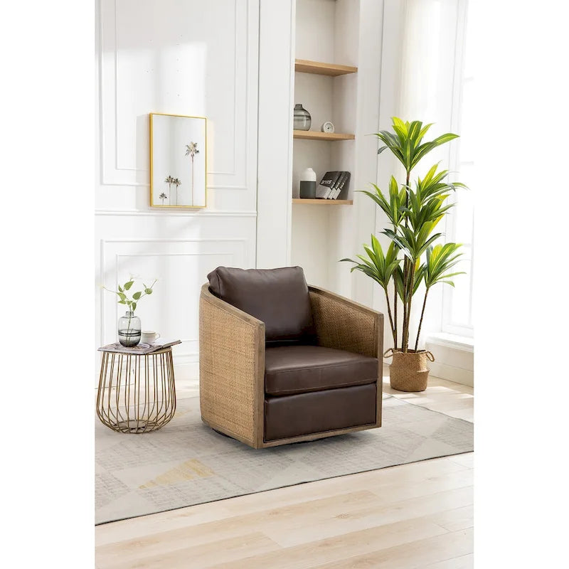 Fauteuil pivotant, fauteuil de salon rond et confortable, fauteuil club pivotant à 360 degrés, fauteuil de loisirs