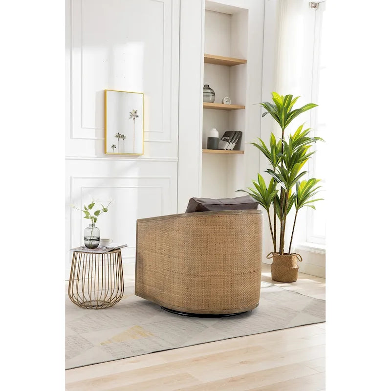 Fauteuil pivotant, fauteuil de salon rond et confortable, fauteuil club pivotant à 360 degrés, fauteuil de loisirs