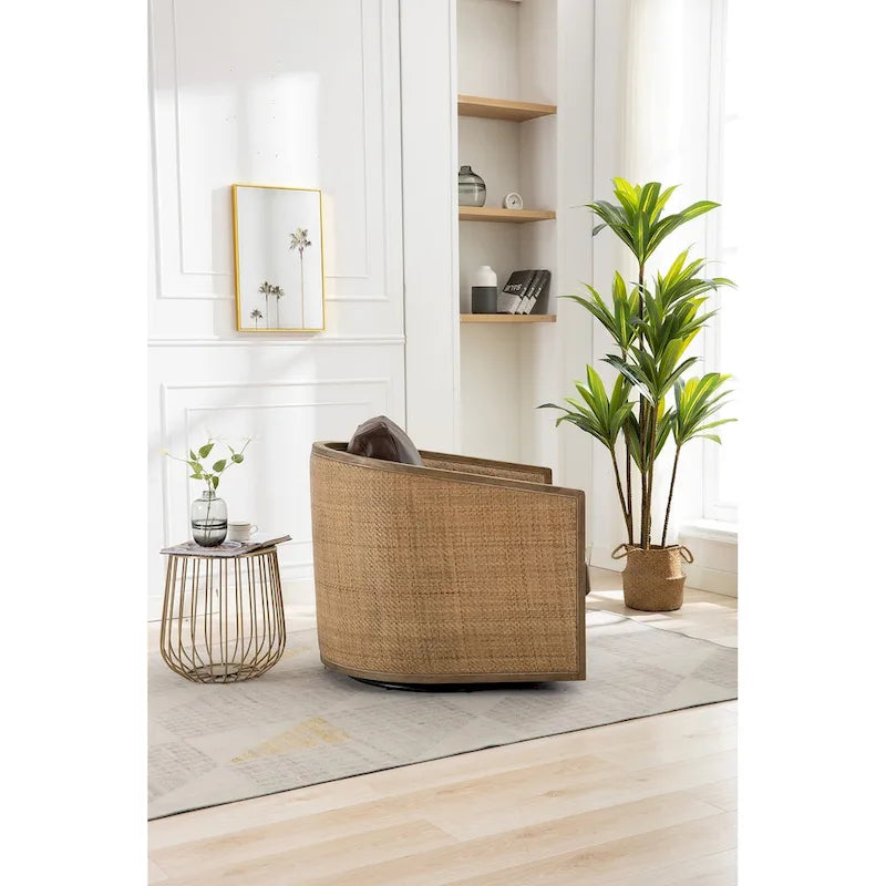Fauteuil pivotant, fauteuil de salon rond et confortable, fauteuil club pivotant à 360 degrés, fauteuil de loisirs