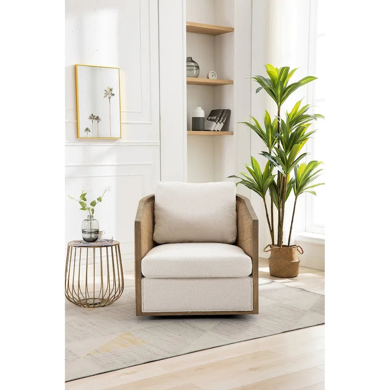 Fauteuil pivotant, fauteuil de salon rond et confortable, fauteuil club pivotant à 360 degrés, fauteuil de loisirs