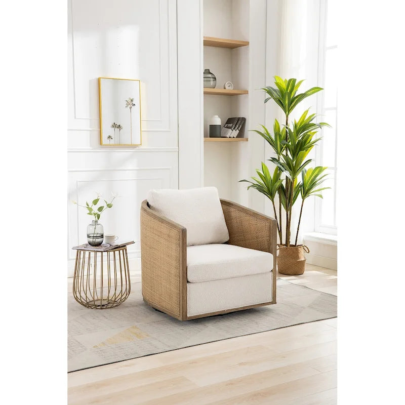 Fauteuil pivotant, fauteuil de salon rond et confortable, fauteuil club pivotant à 360 degrés, fauteuil de loisirs