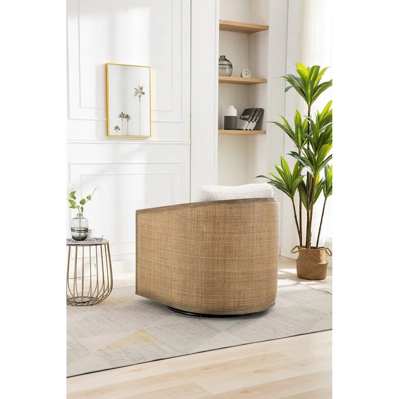 Fauteuil pivotant, fauteuil de salon rond et confortable, fauteuil club pivotant à 360 degrés, fauteuil de loisirs