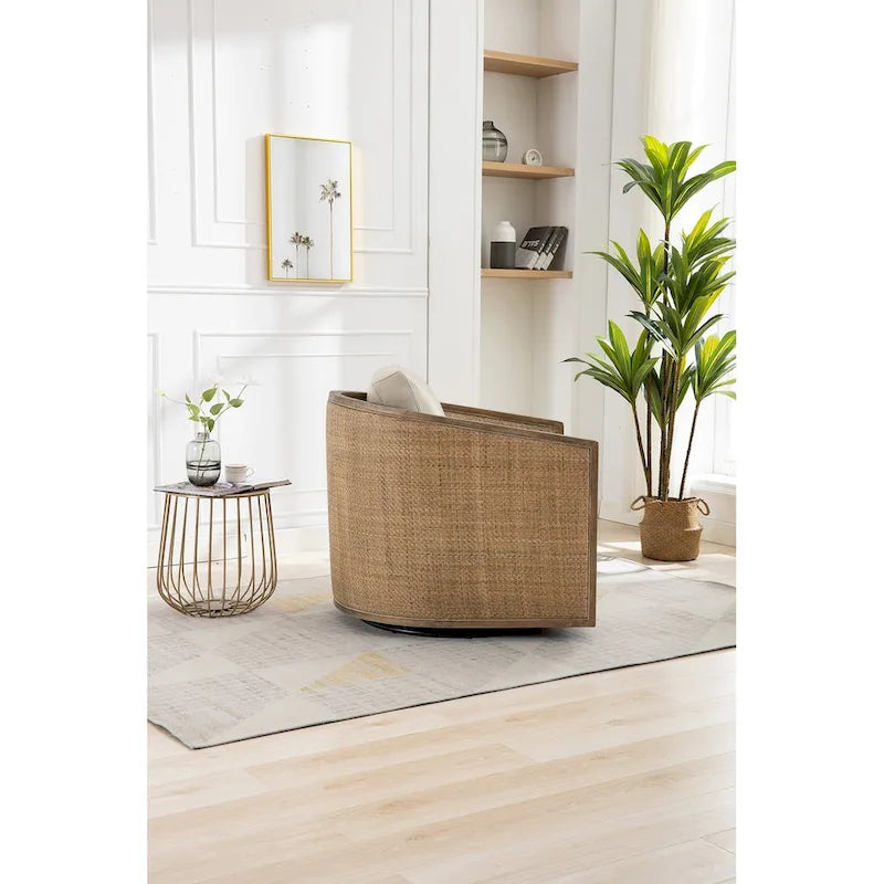 Fauteuil pivotant, fauteuil de salon rond et confortable, fauteuil club pivotant à 360 degrés, fauteuil de loisirs