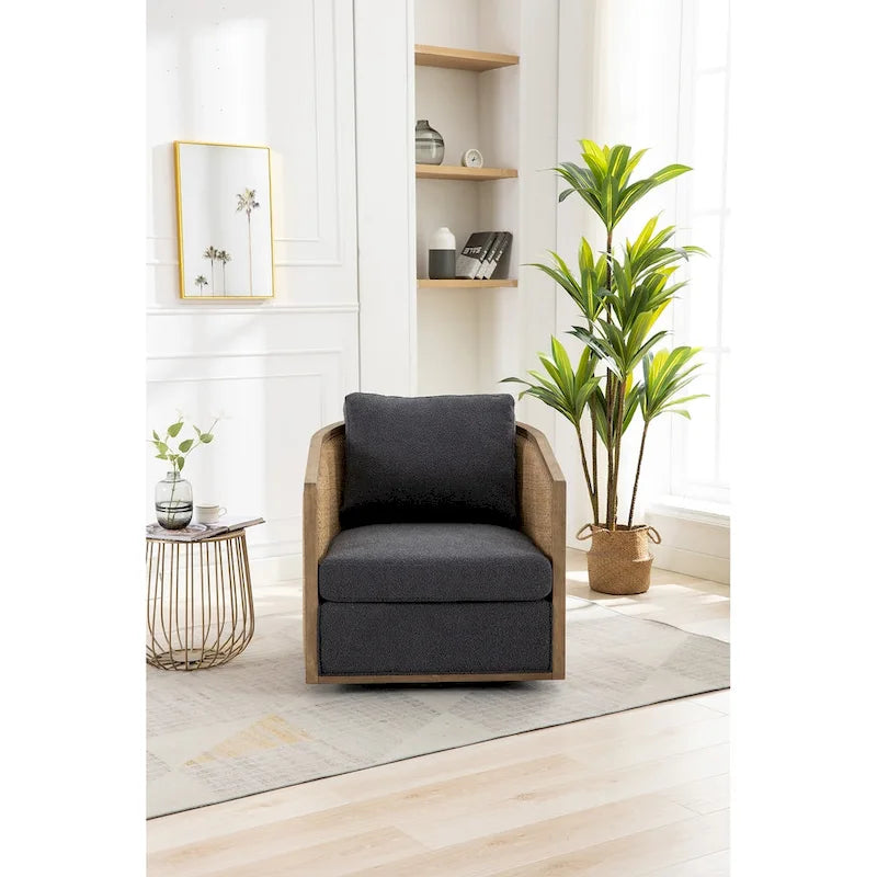 Fauteuil pivotant, fauteuil de salon rond et confortable, fauteuil club pivotant à 360 degrés, fauteuil de loisirs