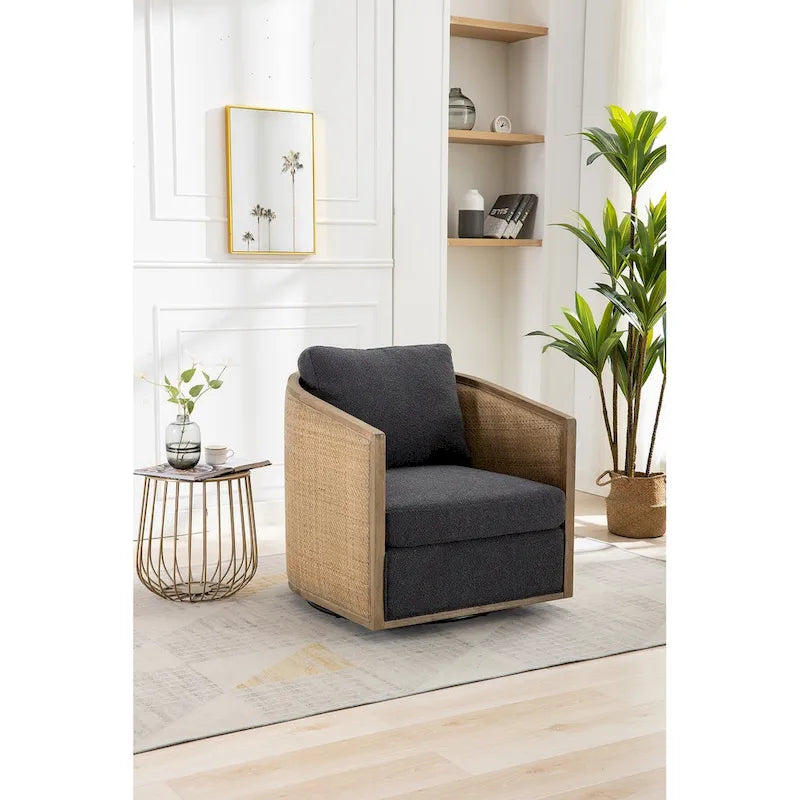 Fauteuil pivotant, fauteuil de salon rond et confortable, fauteuil club pivotant à 360 degrés, fauteuil de loisirs