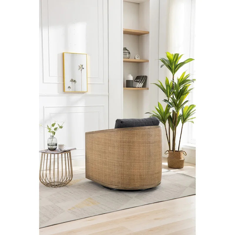 Fauteuil pivotant, fauteuil de salon rond et confortable, fauteuil club pivotant à 360 degrés, fauteuil de loisirs