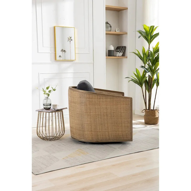 Fauteuil pivotant, fauteuil de salon rond et confortable, fauteuil club pivotant à 360 degrés, fauteuil de loisirs