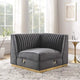 Fauteuil d'angle droit pour canapé sectionnel modulaire en velours performance capitonné à canaux Sanguine