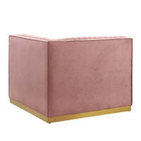Fauteuil d'angle droit pour canapé sectionnel modulaire en velours performance capitonné à canaux Sanguine