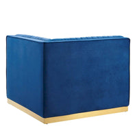 Fauteuil d'angle droit pour canapé sectionnel modulaire en velours performance capitonné à canaux Sanguine