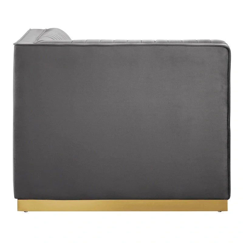 Fauteuil d'angle droit pour canapé sectionnel modulaire en velours performance capitonné à canaux Sanguine