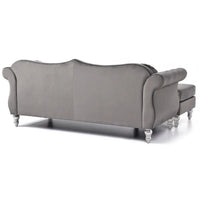 Canapé d'angle chesterfield en velours Hollywood de 81 po avec 2 coussins décoratifs – 81L x 35W x 34H