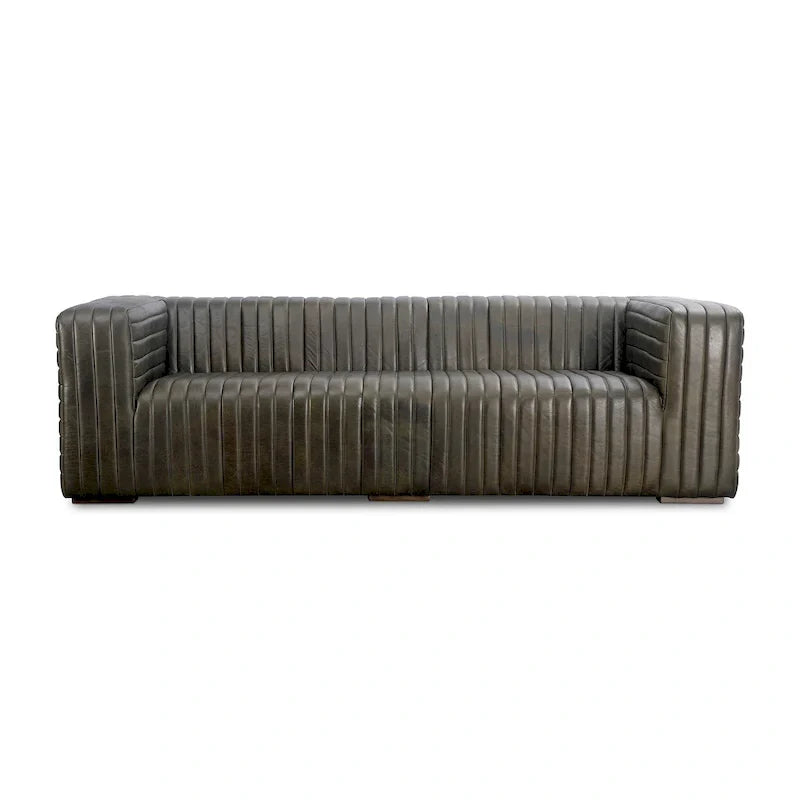 Canapé en cuir moderne Aurelle Home Caolo à coutures matelassées