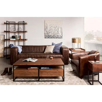 Canapé en cuir moderne Aurelle Home Caolo à coutures matelassées