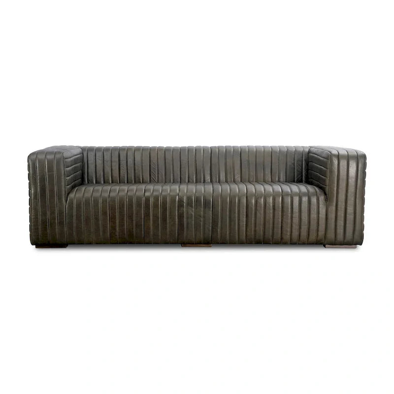Canapé en cuir moderne Aurelle Home Caolo à coutures matelassées