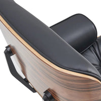 Ensemble Fauteuil et Ottoman en Cuir Véritable Style Mid-Century Moderne