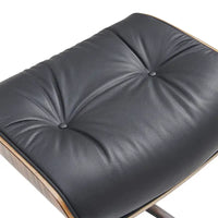 Ensemble Fauteuil et Ottoman en Cuir Véritable Style Mid-Century Moderne