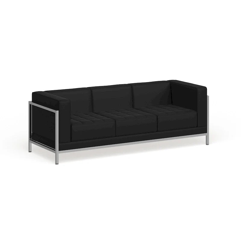 Canapé modulable LeatherSoft avec assise matelassée et capitonnée et cadre enveloppant - 79L x 28,75P x 27,25H