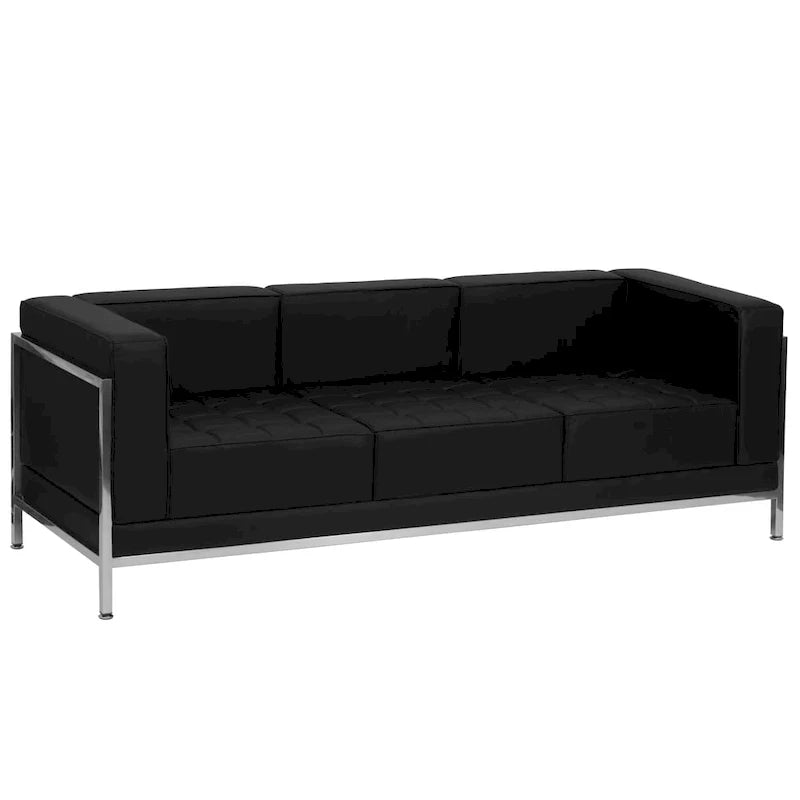 Canapé modulable LeatherSoft avec assise matelassée et capitonnée et cadre enveloppant - 79L x 28,75P x 27,25H