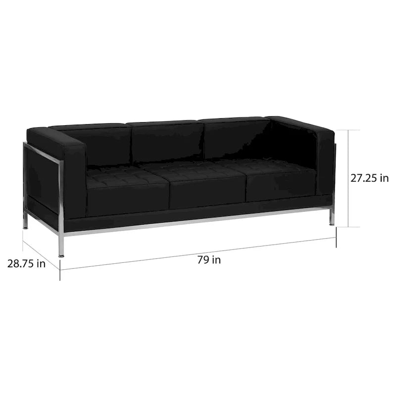 Canapé modulable LeatherSoft avec assise matelassée et capitonnée et cadre enveloppant - 79L x 28,75P x 27,25H