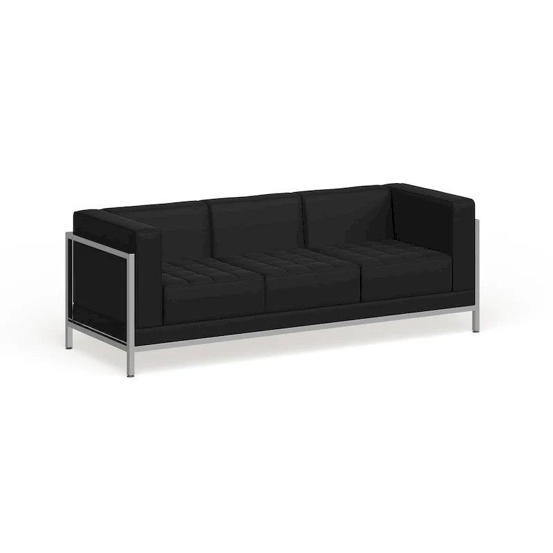 Canapé modulable LeatherSoft avec assise matelassée et capitonnée et cadre enveloppant - 79L x 28,75P x 27,25H