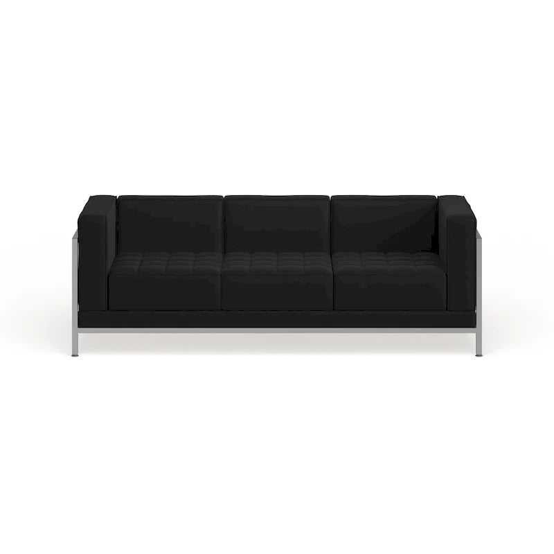 Canapé modulable LeatherSoft avec assise matelassée et capitonnée et cadre enveloppant - 79L x 28,75P x 27,25H