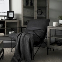 Fauteuil d'appoint Leonidas en similicuir noir avec cadre en métal noir