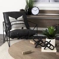 Fauteuil d'appoint Leonidas en similicuir noir avec cadre en métal noir