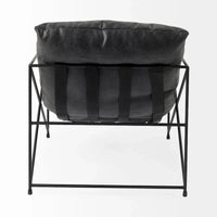 Fauteuil d'appoint Leonidas en similicuir noir avec cadre en métal noir