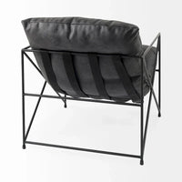 Fauteuil d'appoint Leonidas en similicuir noir avec cadre en métal noir