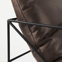 Fauteuil d'appoint Leonidas en similicuir noir avec cadre en métal noir