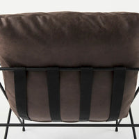 Fauteuil d'appoint Leonidas en similicuir noir avec cadre en métal noir