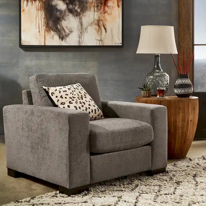 Chaise double face Ashton Grey en tissu, garnie de duvet et de plumes, par iNSPIRE Q Artisan