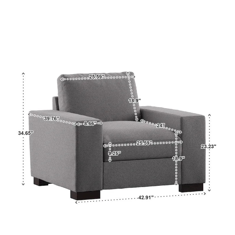 Chaise double face Ashton Grey en tissu, garnie de duvet et de plumes, par iNSPIRE Q Artisan