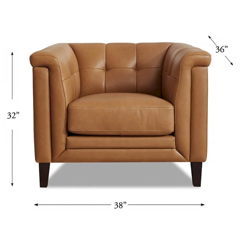 Ensemble canapé, causeuse et fauteuil Hydeline Arvo en cuir pleine fleur avec plumes, mousse à mémoire de forme et ressorts