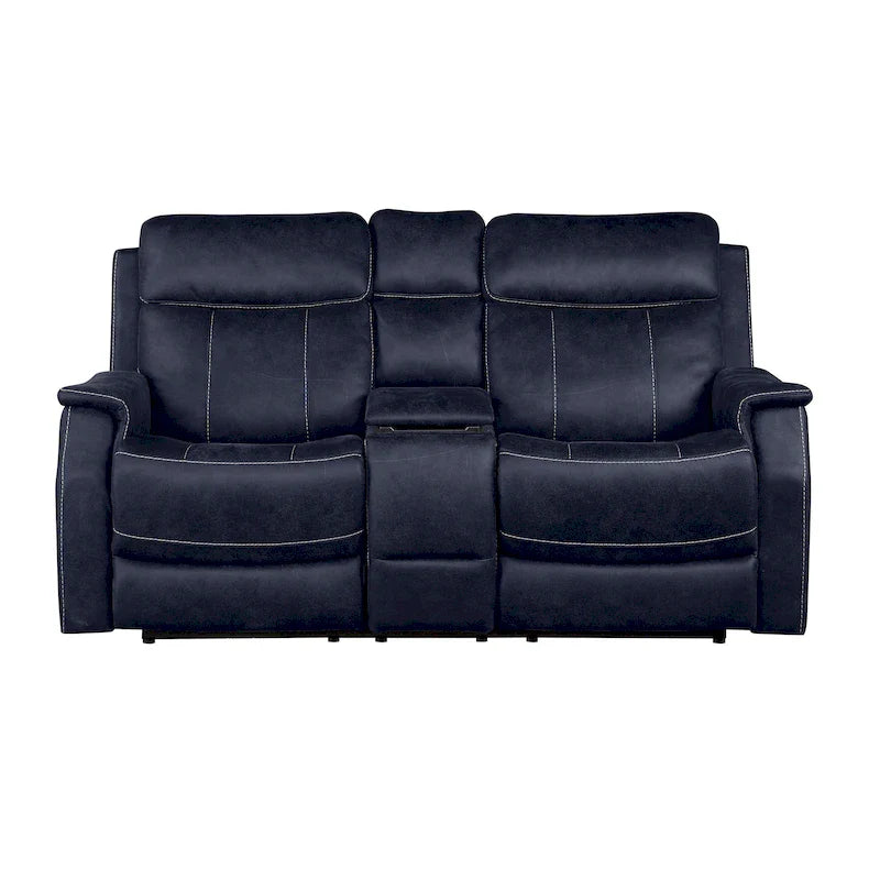 Causeuse à console inclinable électrique en simili-cuir Steve Silver