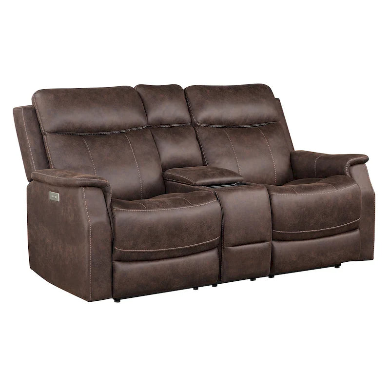 Causeuse à console inclinable électrique en simili-cuir Steve Silver