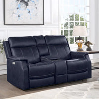 Causeuse à console inclinable électrique en simili-cuir Steve Silver