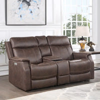 Causeuse à console inclinable électrique en simili-cuir Steve Silver
