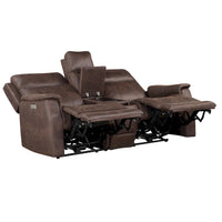 Causeuse à console inclinable électrique en simili-cuir Steve Silver