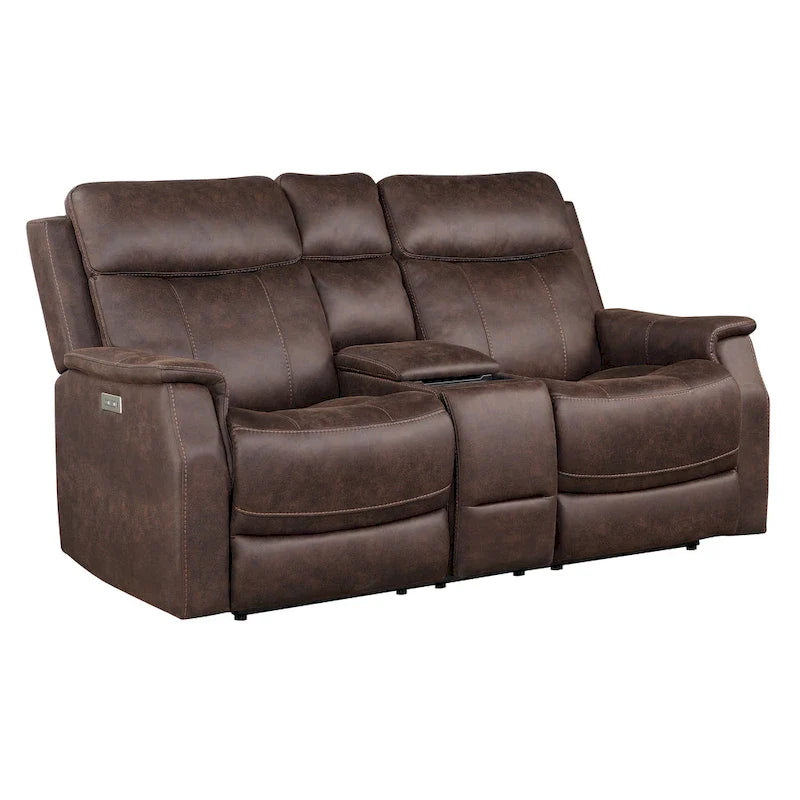 Causeuse à console inclinable électrique en simili-cuir Steve Silver