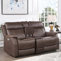 Causeuse à console inclinable électrique en simili-cuir Steve Silver