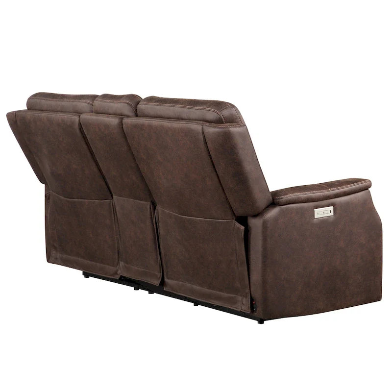 Causeuse à console inclinable électrique en simili-cuir Steve Silver